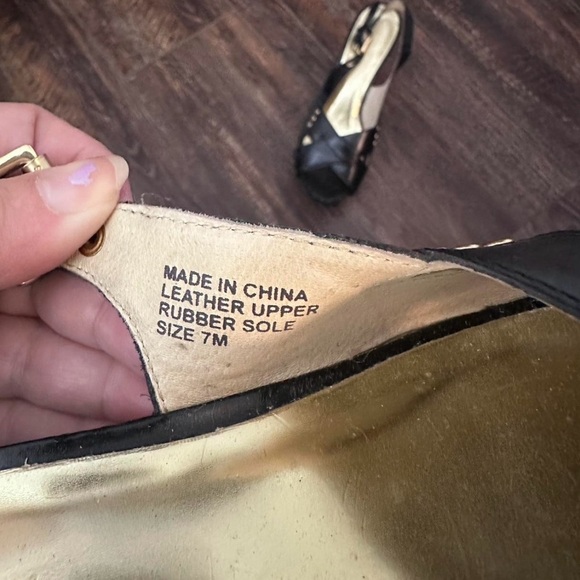 Michael Kors Black Leather Women's Platform Slingback Heels - Picture 3 of 7